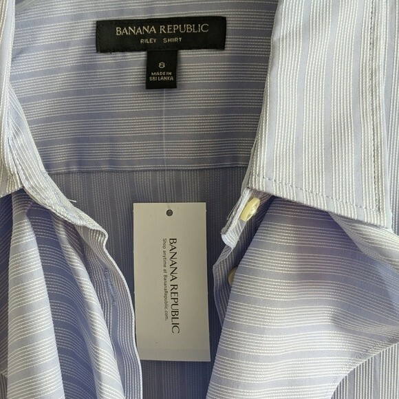 NWT Banana Republic dress shirt, blue striped, size 8 - Picture 2 of 3